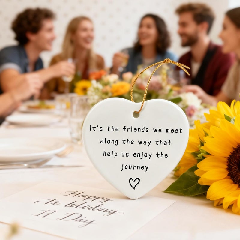 Jocidea Friends We Meet Along The Way, Firm Friendship - Heart Plaque/Sign, Gifts for Friends | Birthday, Christmas Friendship Gifts for Bestie, Best Friend, Sisters, BFF, Her | Friend Christmas Ornament - Image 4